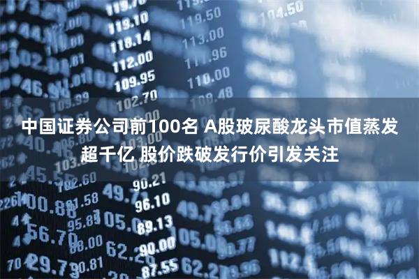 中国证券公司前100名 A股玻尿酸龙头市值蒸发超千亿 股价跌破发行价引发关注